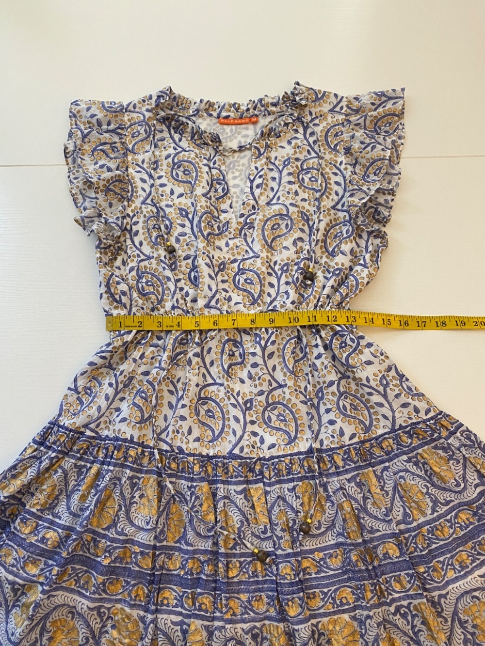 Oliphant Tiered Ruffle Paisley Mini Dress Size Medium - Picture 12 of 16